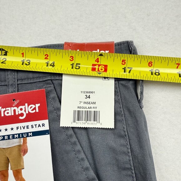 Wrangler Men's Regular Fit Medium Stretch Grey Shorts Size 34 Inseam 7" NWT - Picture 9 of 12